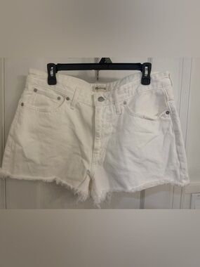 Madewell White Frayed Hem Denim Shorts